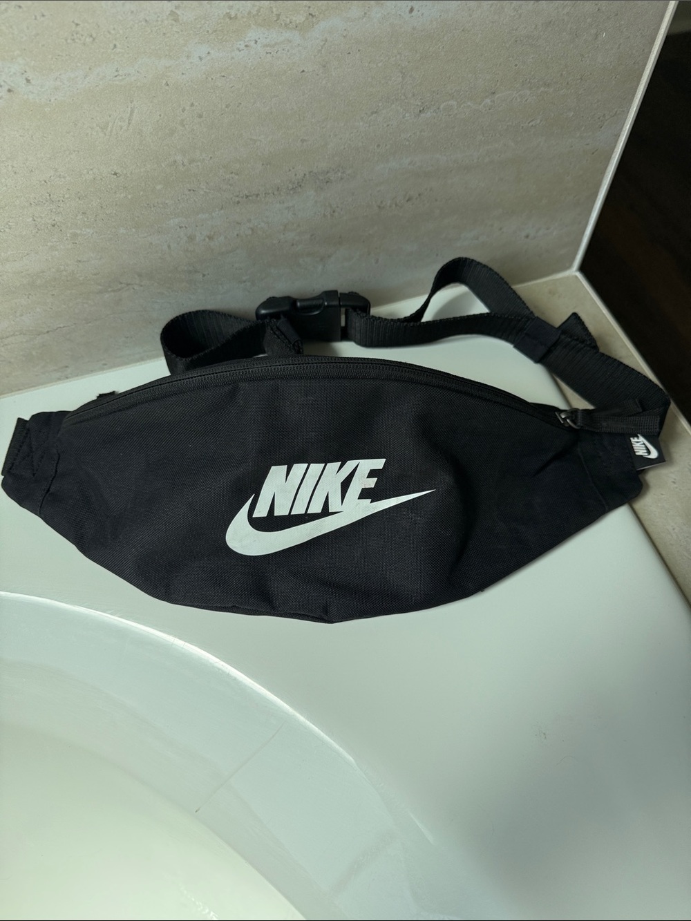 Nike Black Waist Pack/ Fanny Pack with White Swoosh